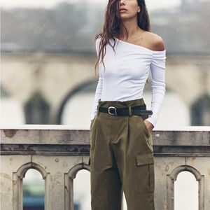 Zara asymmetric ruched body suit S